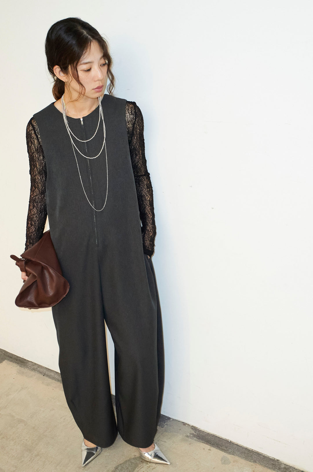 [予約/SET]フロントジップコクーンコンビネゾン+シアーレーストップス(2set)