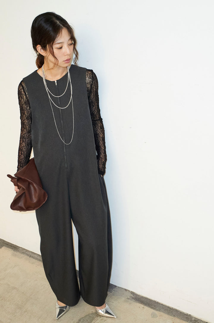 [予約/SET]フロントジップコクーンコンビネゾン+シアーレーストップス(2set)