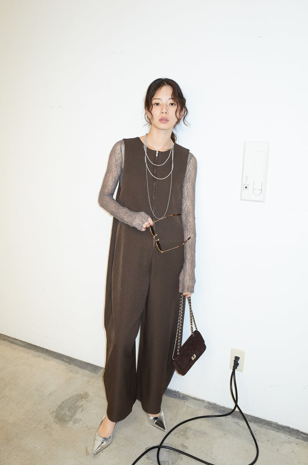 [予約/SET]フロントジップコクーンコンビネゾン+シアーレーストップス(2set)