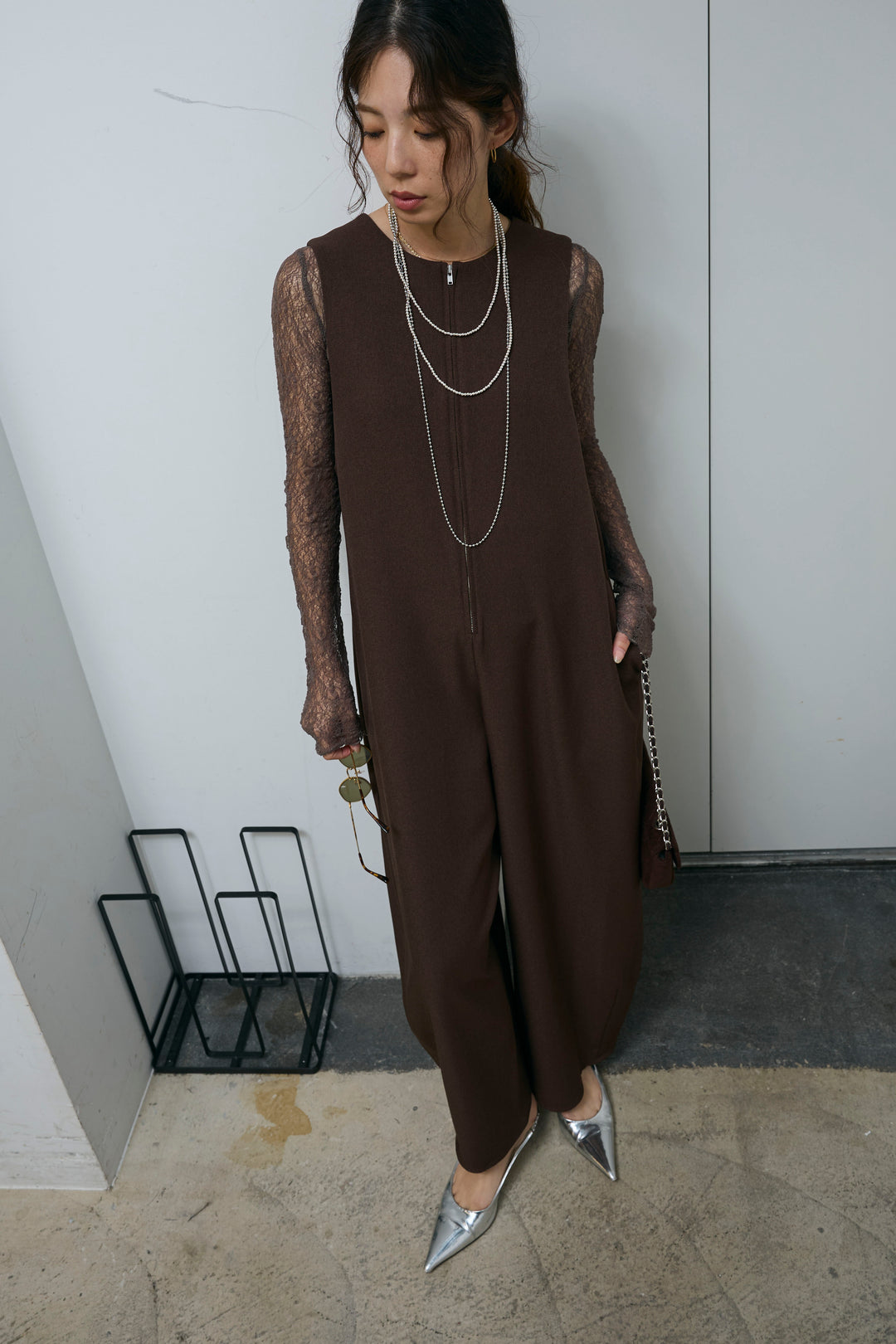 [予約/SET]フロントジップコクーンコンビネゾン+シアーレーストップス(2set)