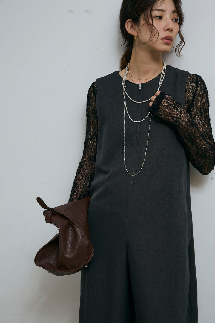 [予約/SET]フロントジップコクーンコンビネゾン+シアーレーストップス(2set)