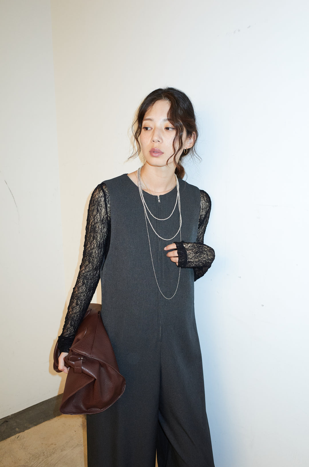 [予約/SET]フロントジップコクーンコンビネゾン+シアーレーストップス(2set)