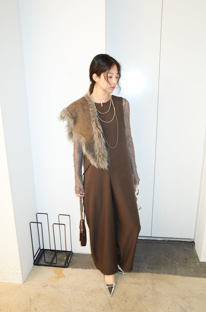 [予約/SET]フロントジップコクーンコンビネゾン+シアーレーストップス(2set)