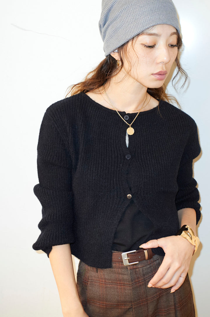 [予約/SET]コンパクトカーディガン+ベルト付きチェックタックワイドパンツ(2set)