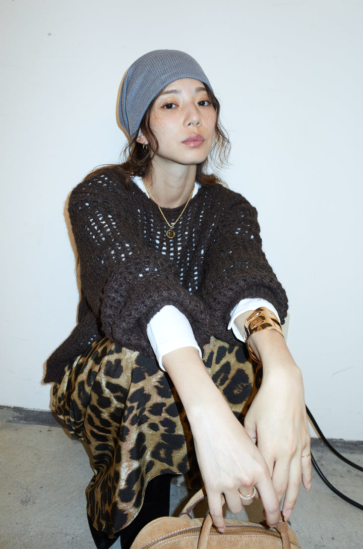 [予約/SET]レイヤードネットニットセット+レオパードナロースカート(2set)