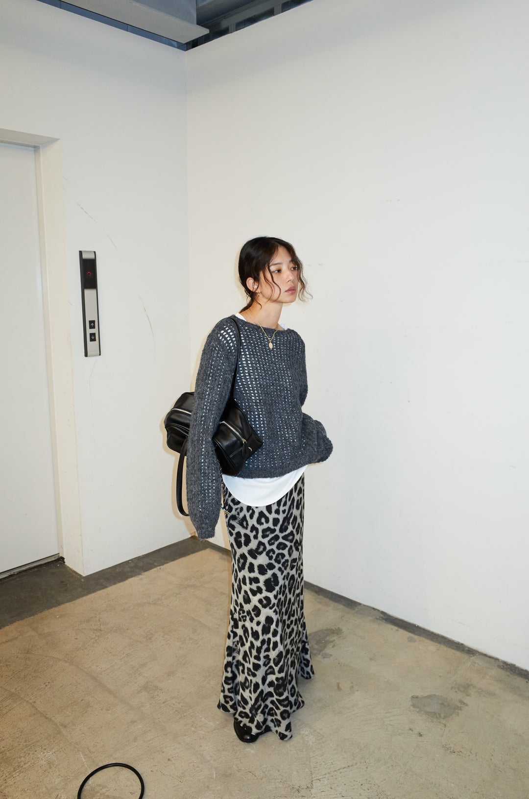 [予約/SET]レイヤードネットニットセット+レオパードナロースカート(2set)