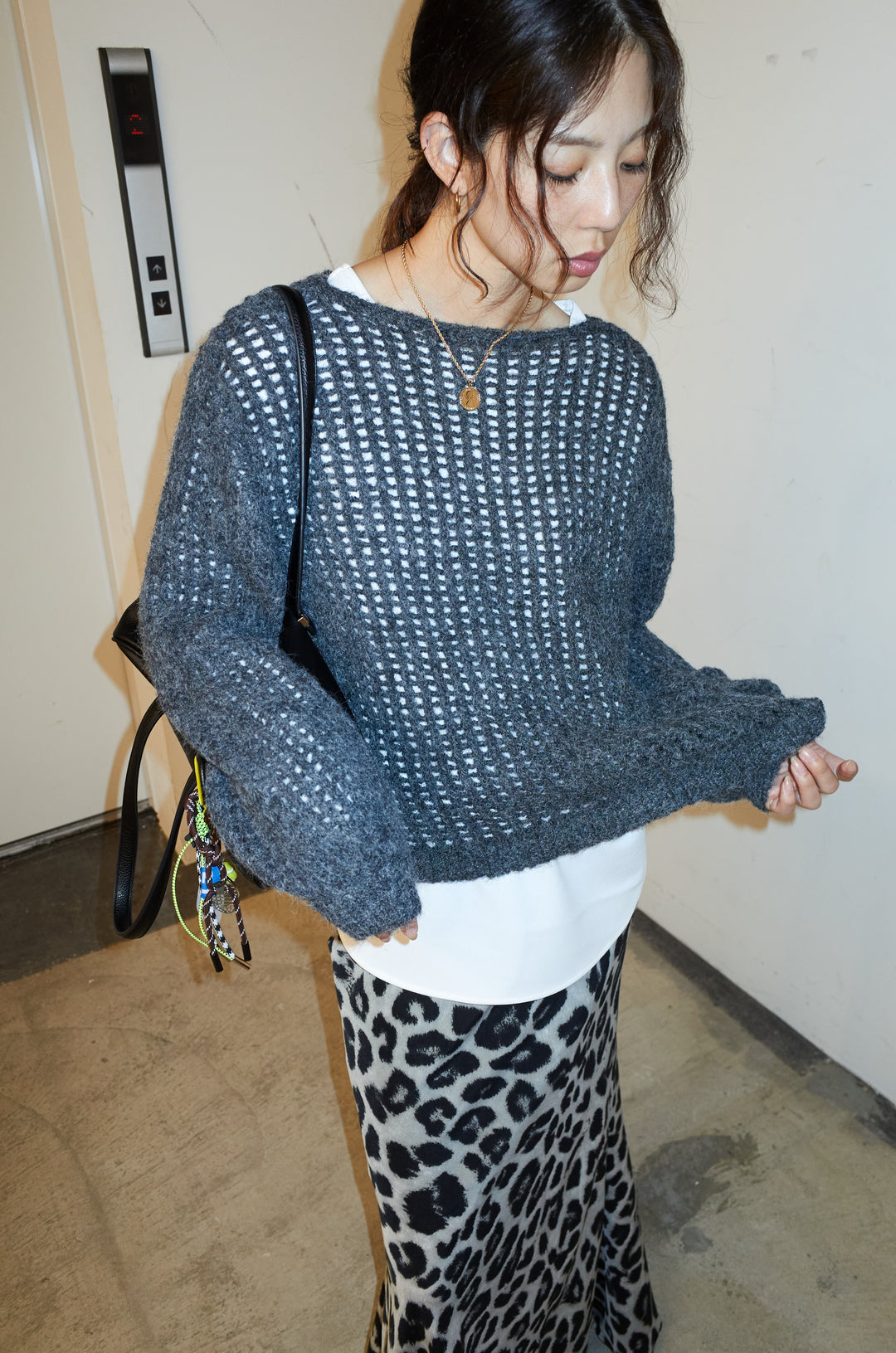 [予約/SET]レイヤードネットニットセット+レオパードナロースカート(2set)