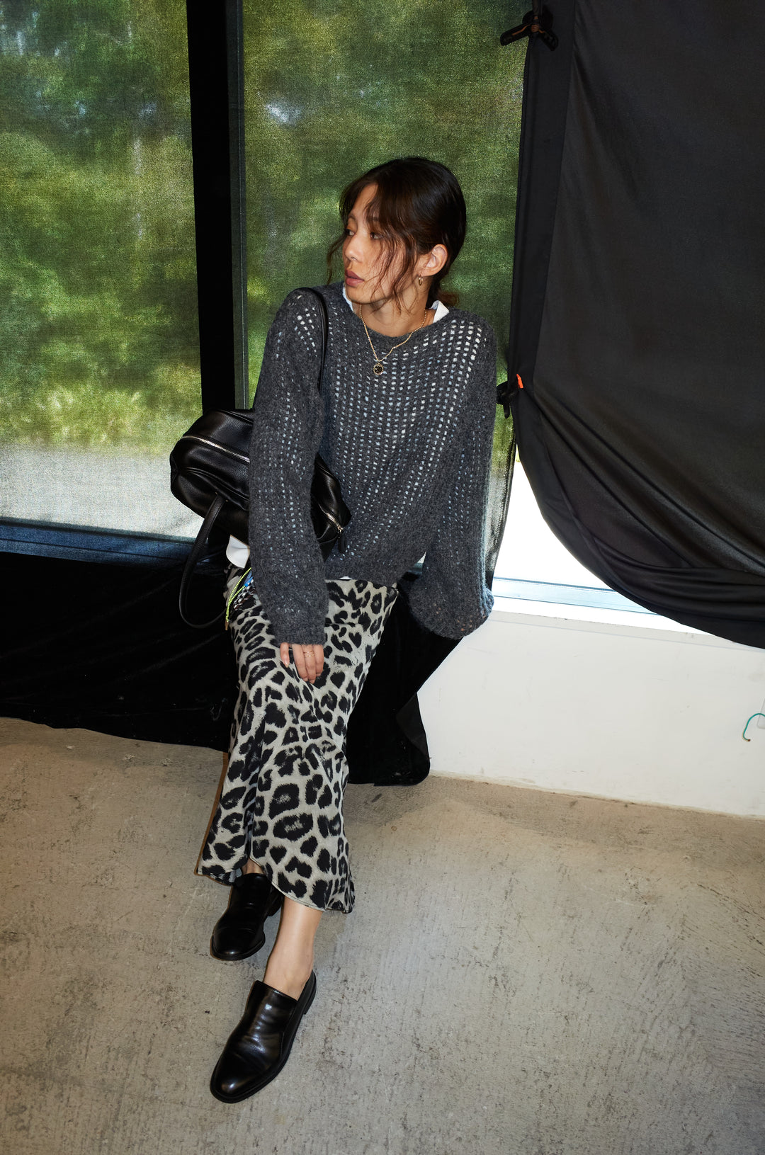 [予約/SET]レイヤードネットニットセット+レオパードナロースカート(2set)