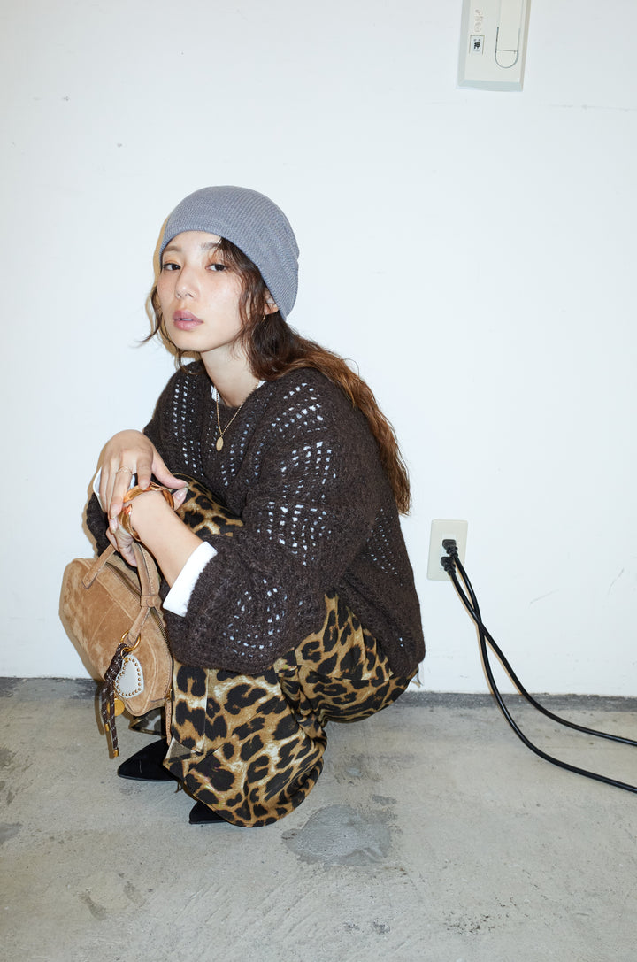[予約/SET]レイヤードネットニットセット+レオパードナロースカート(2set)