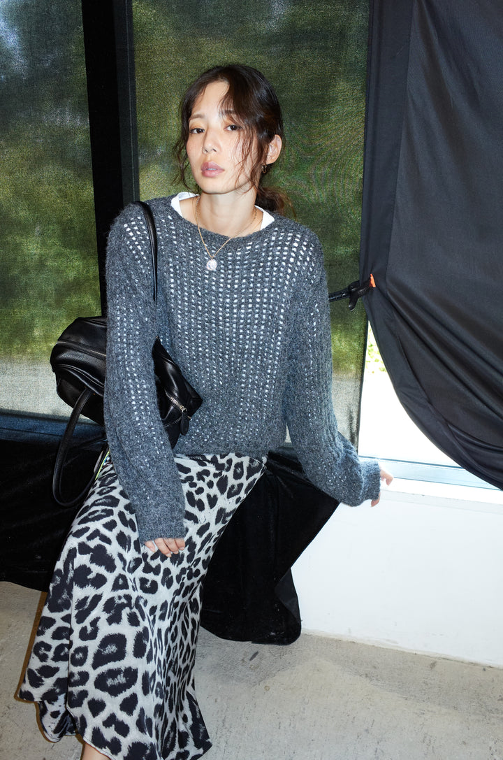 [予約/SET]レイヤードネットニットセット+レオパードナロースカート(2set)