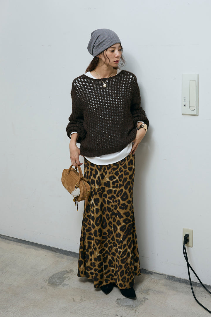 [予約/SET]レイヤードネットニットセット+レオパードナロースカート(2set)