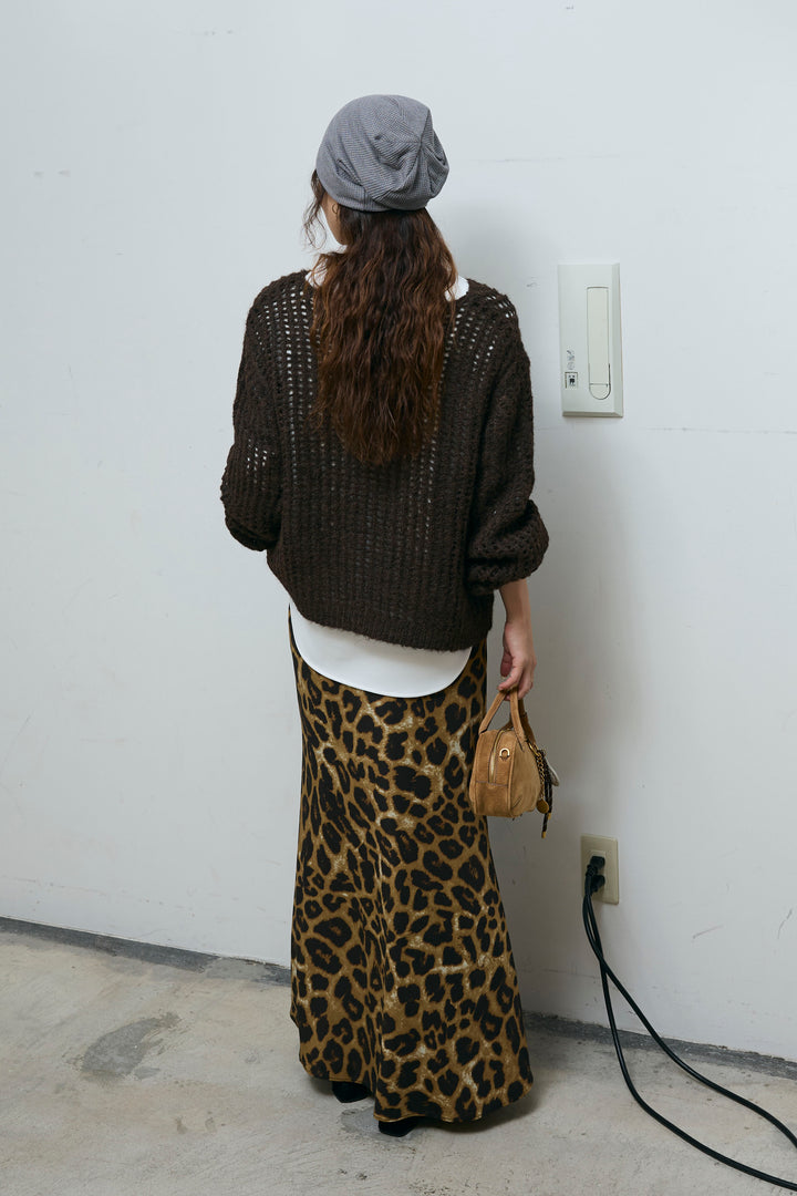 [予約/SET]レイヤードネットニットセット+レオパードナロースカート(2set)