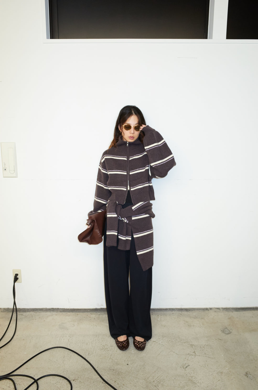 [予約/SET]スタンドカラーボーダージップニット+ボーダーニットPO(2set)