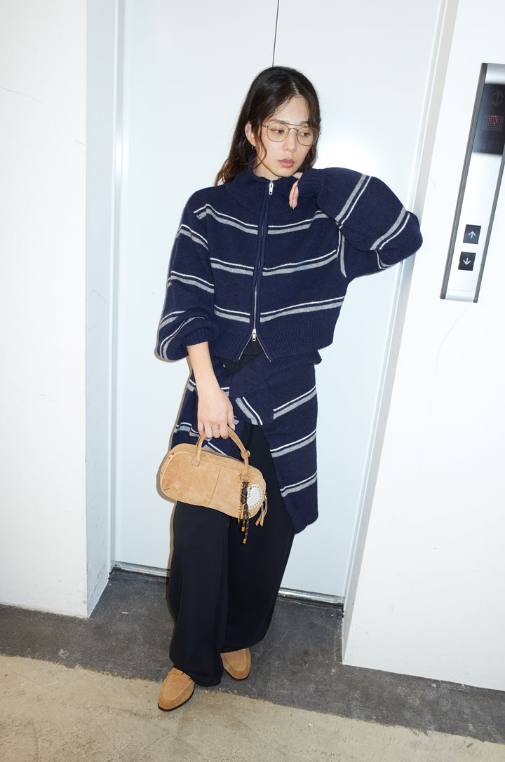 [予約/SET]スタンドカラーボーダージップニット+ボーダーニットPO(2set)