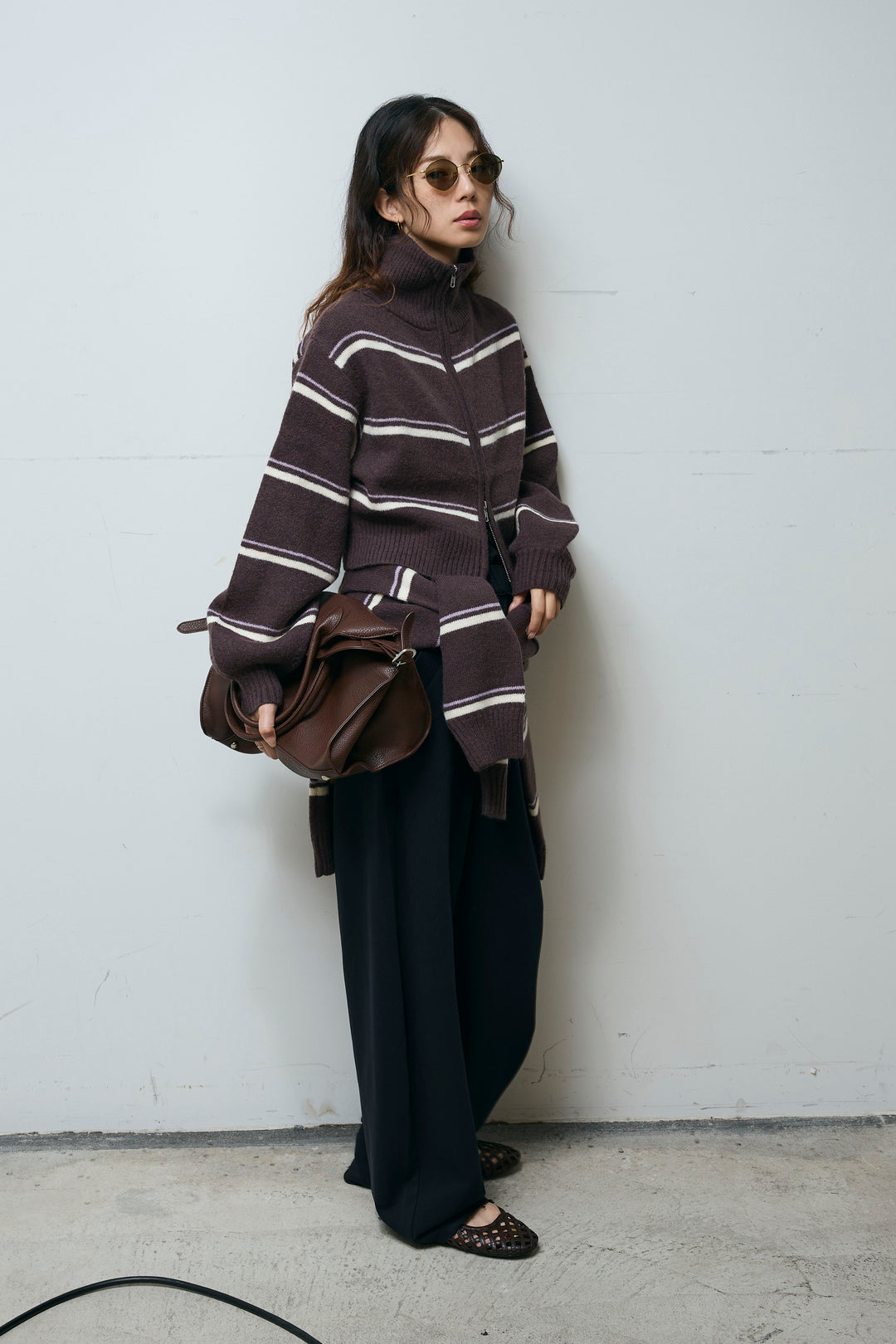 [予約/SET]スタンドカラーボーダージップニット+ボーダーニットPO(2set)