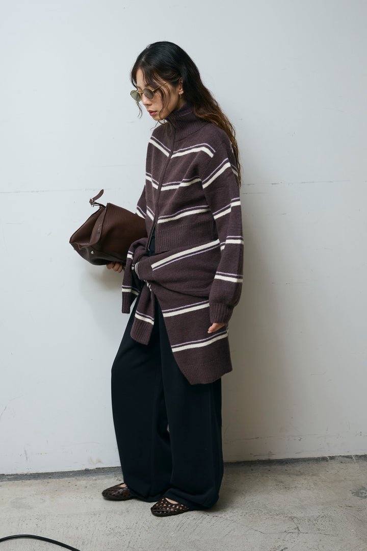 [予約/SET]スタンドカラーボーダージップニット+ボーダーニットPO(2set)