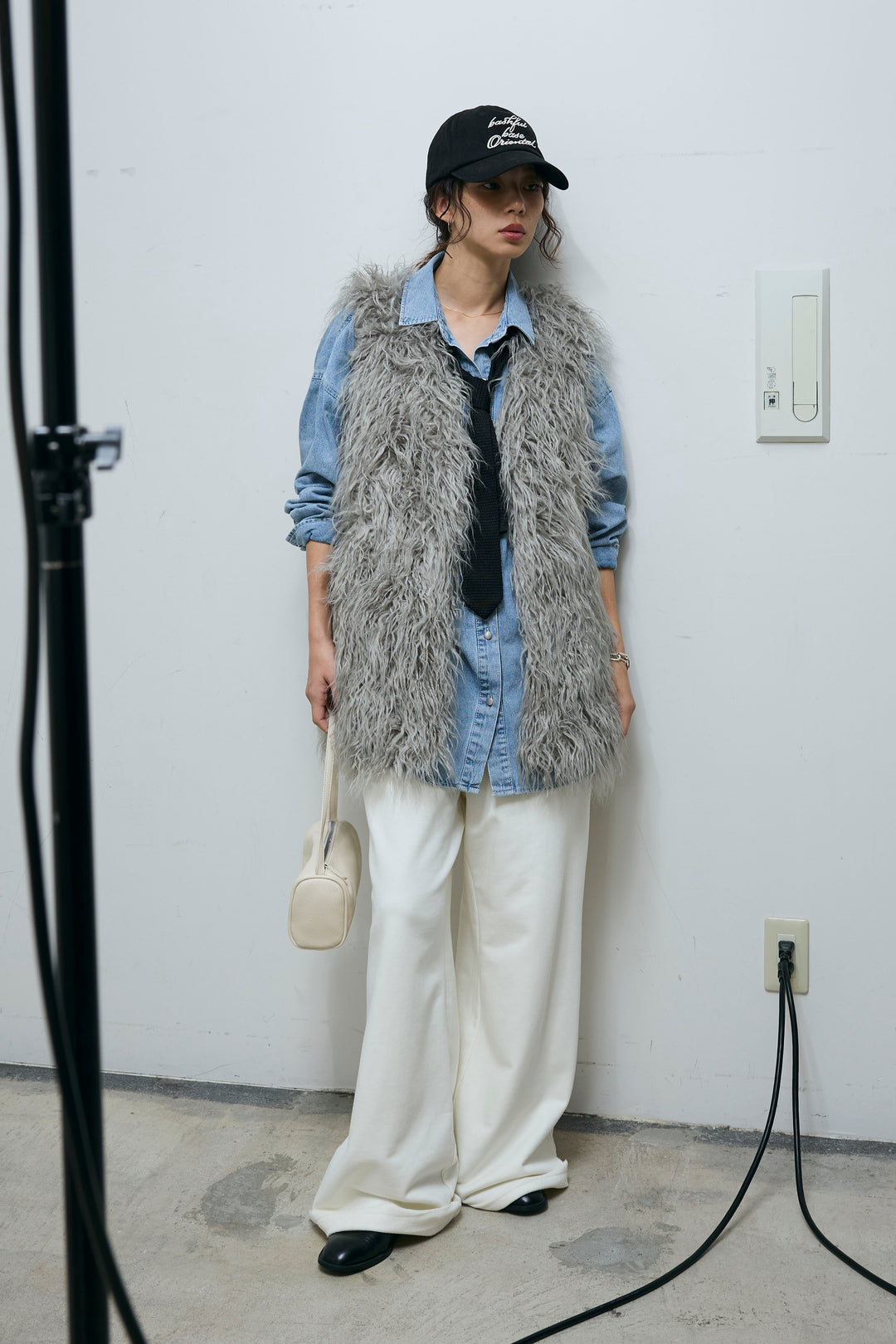 [予約/SET]フェイクシャギーファーベスト+エフォートレススウェットパンツ(2set)