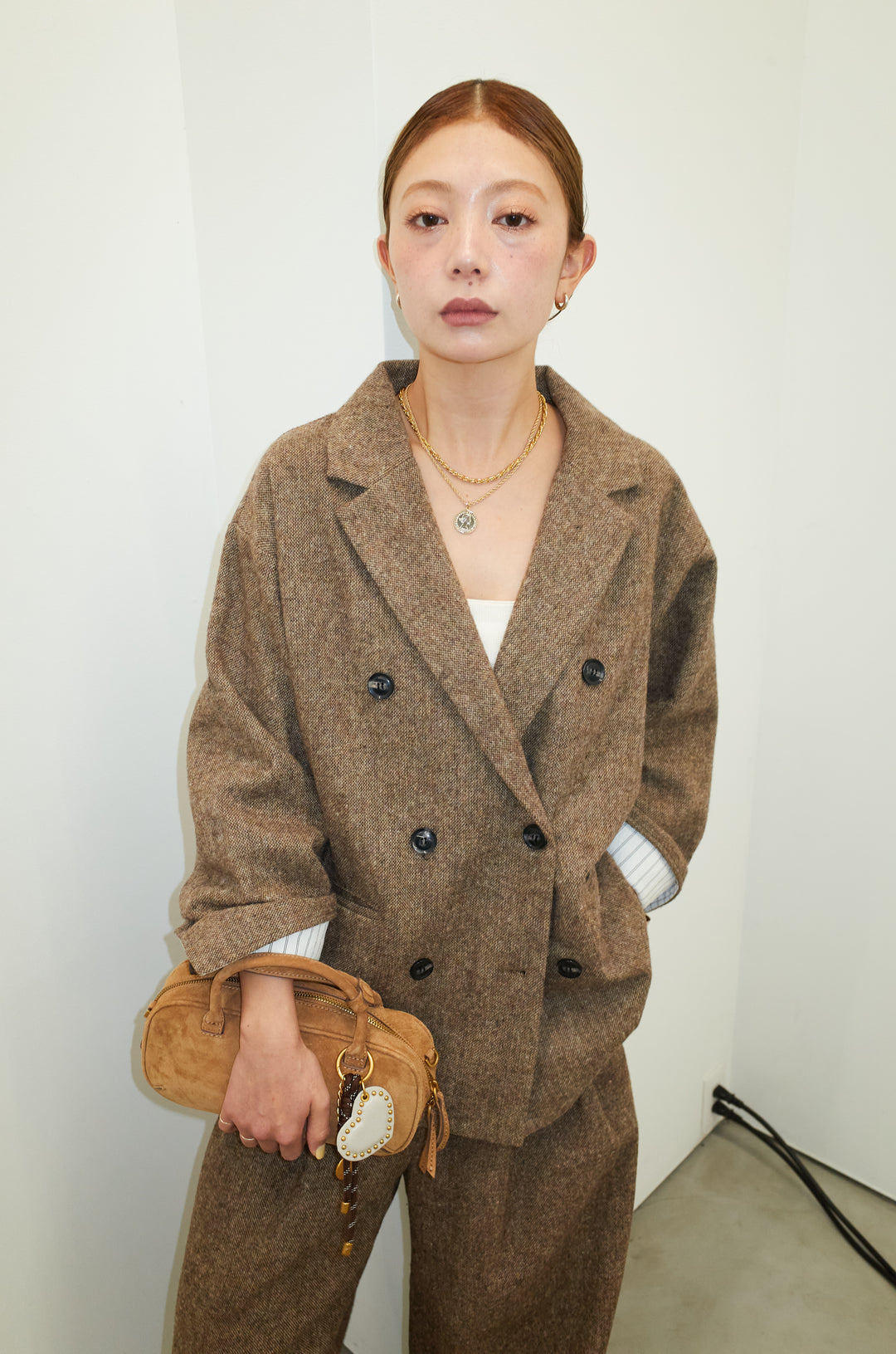 [予約/SET]ツイードレイヤードダブルテーラードJK+ツイードタックパンツ(2set)