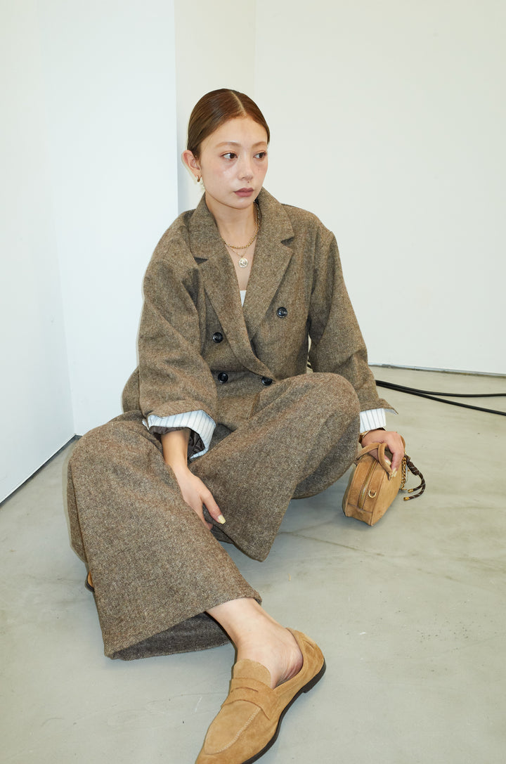[予約/SET]ツイードレイヤードダブルテーラードJK+ツイードタックパンツ(2set)