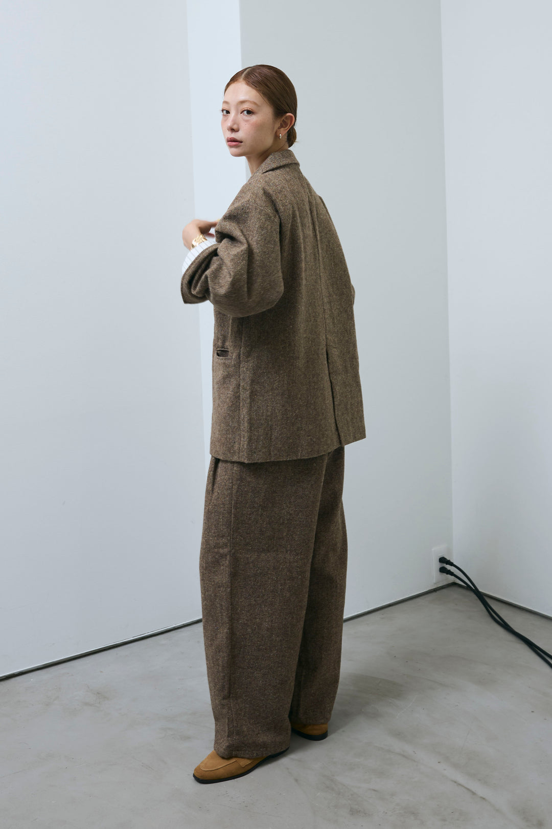 [予約/SET]ツイードレイヤードダブルテーラードJK+ツイードタックパンツ(2set)