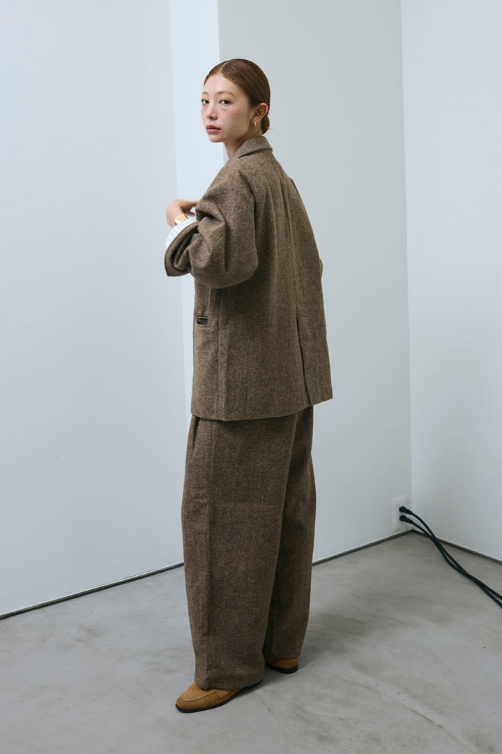 [予約/SET]ツイードレイヤードダブルテーラードJK+ツイードタックパンツ(2set)
