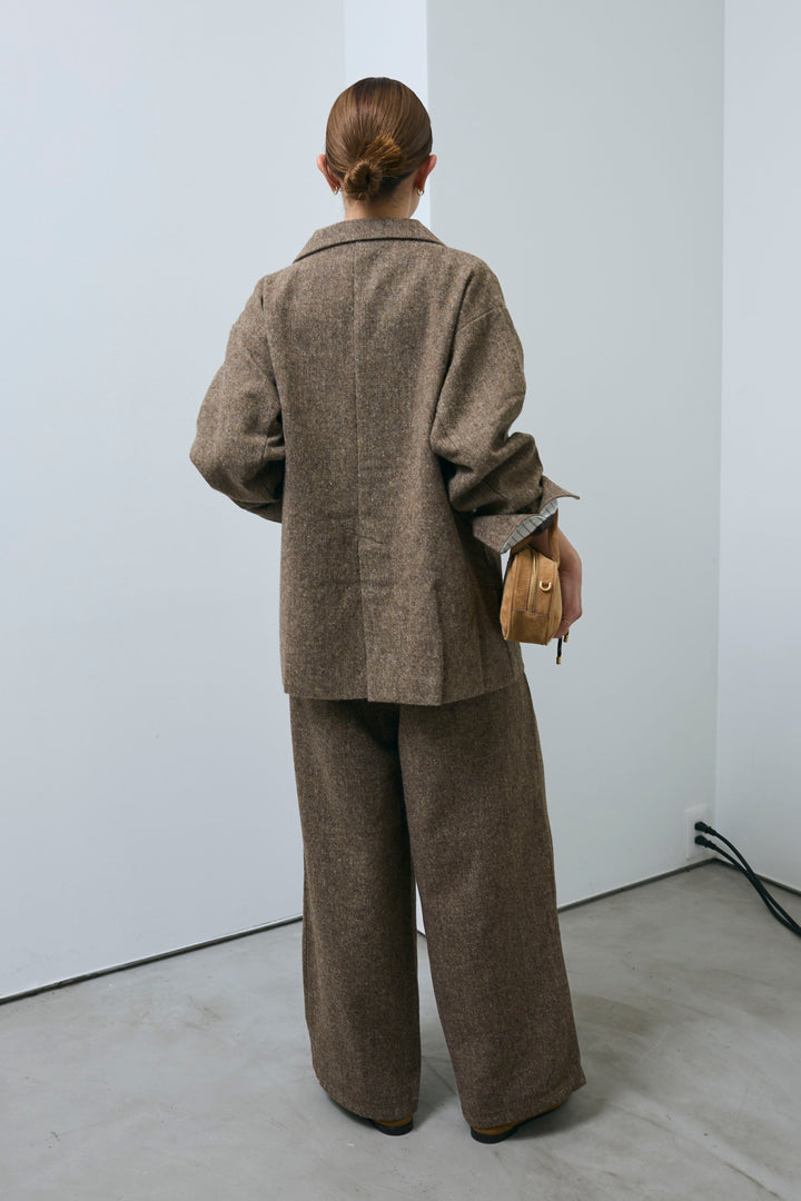 [予約/SET]ツイードレイヤードダブルテーラードJK+ツイードタックパンツ(2set)