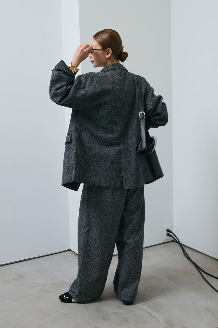 [予約/SET]ツイードレイヤードダブルテーラードJK+ツイードタックパンツ(2set)