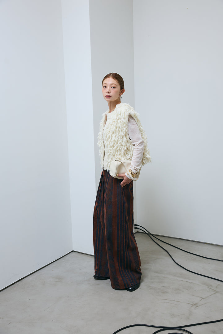 [予約/SET]フリンジニットベスト+シアーヘンリーネックロンT(2set)