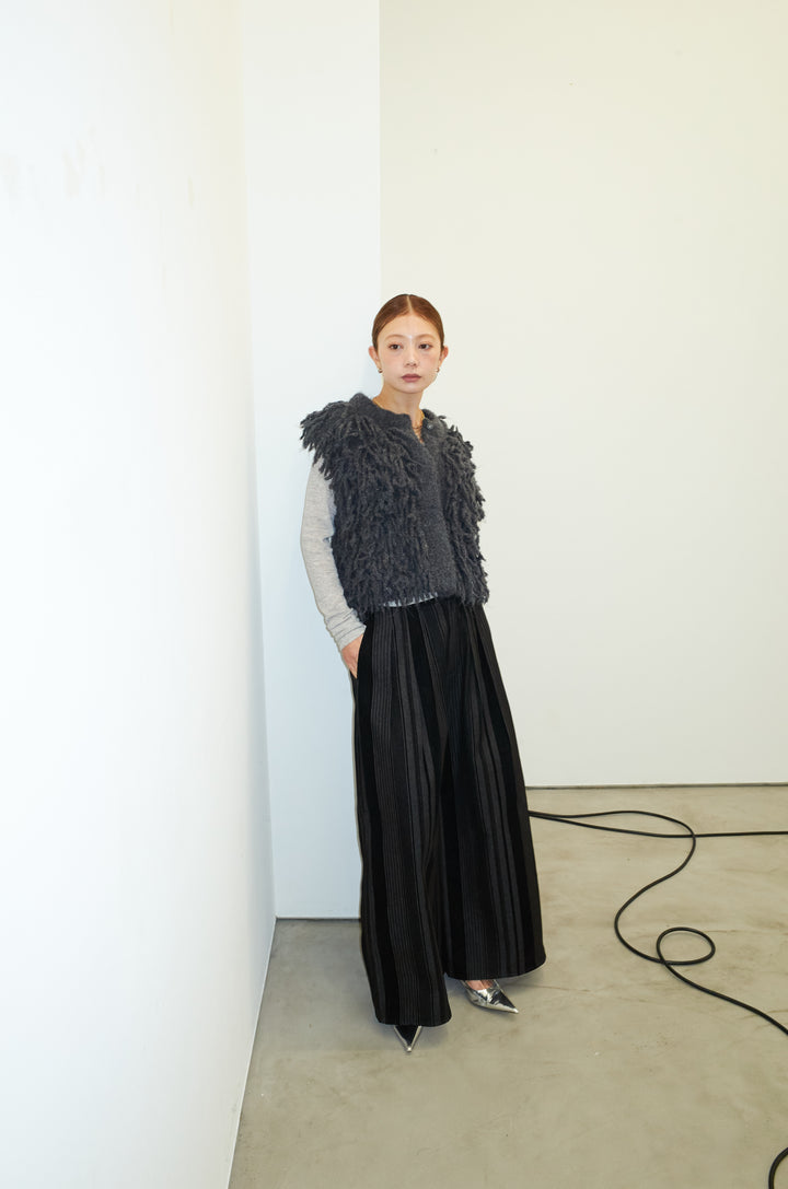 [予約/SET]フリンジニットベスト+シアーヘンリーネックロンT(2set)