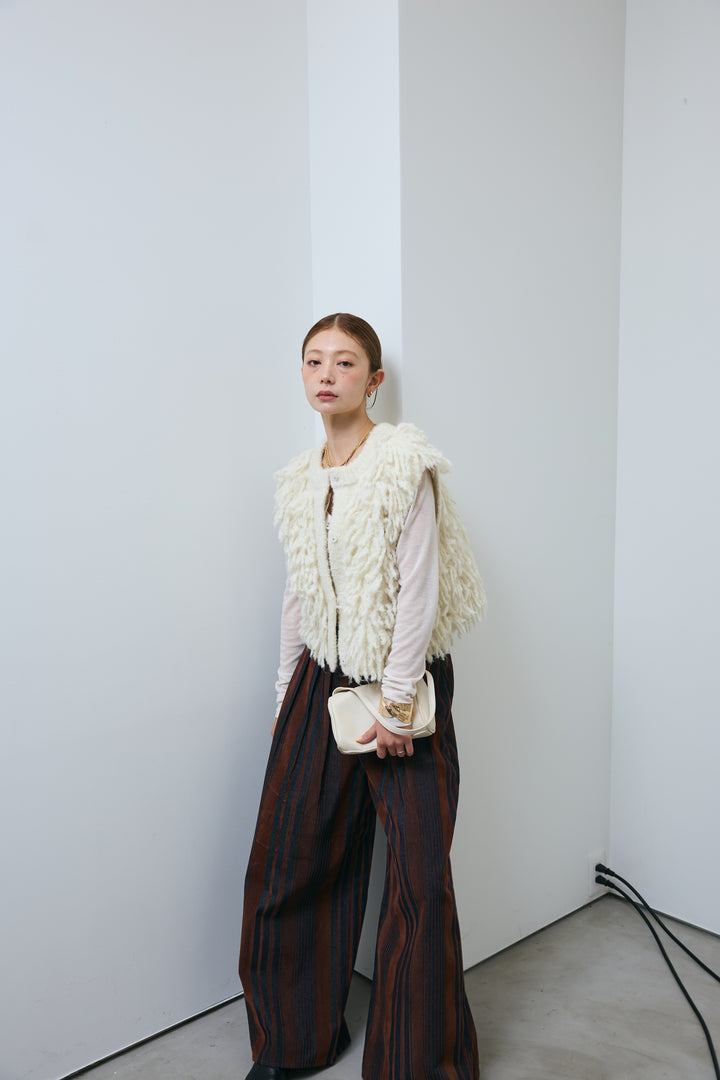 [予約/SET]フリンジニットベスト+シアーヘンリーネックロンT(2set)