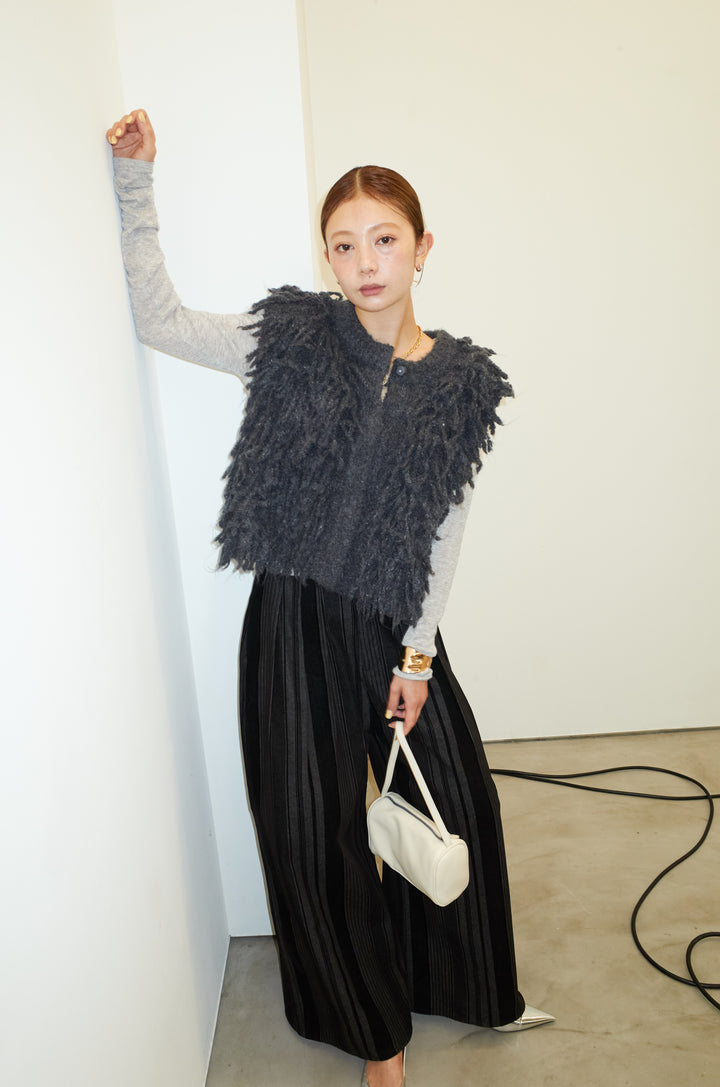 [予約/SET]フリンジニットベスト+シアーヘンリーネックロンT(2set)