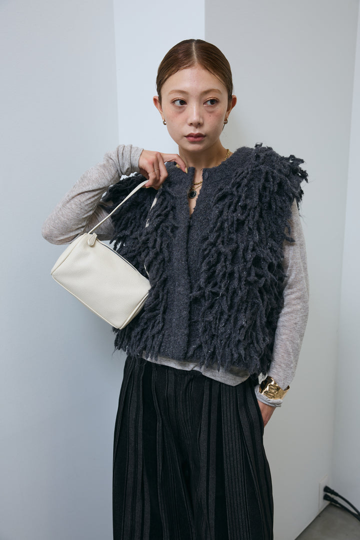 [予約/SET]フリンジニットベスト+シアーヘンリーネックロンT(2set)