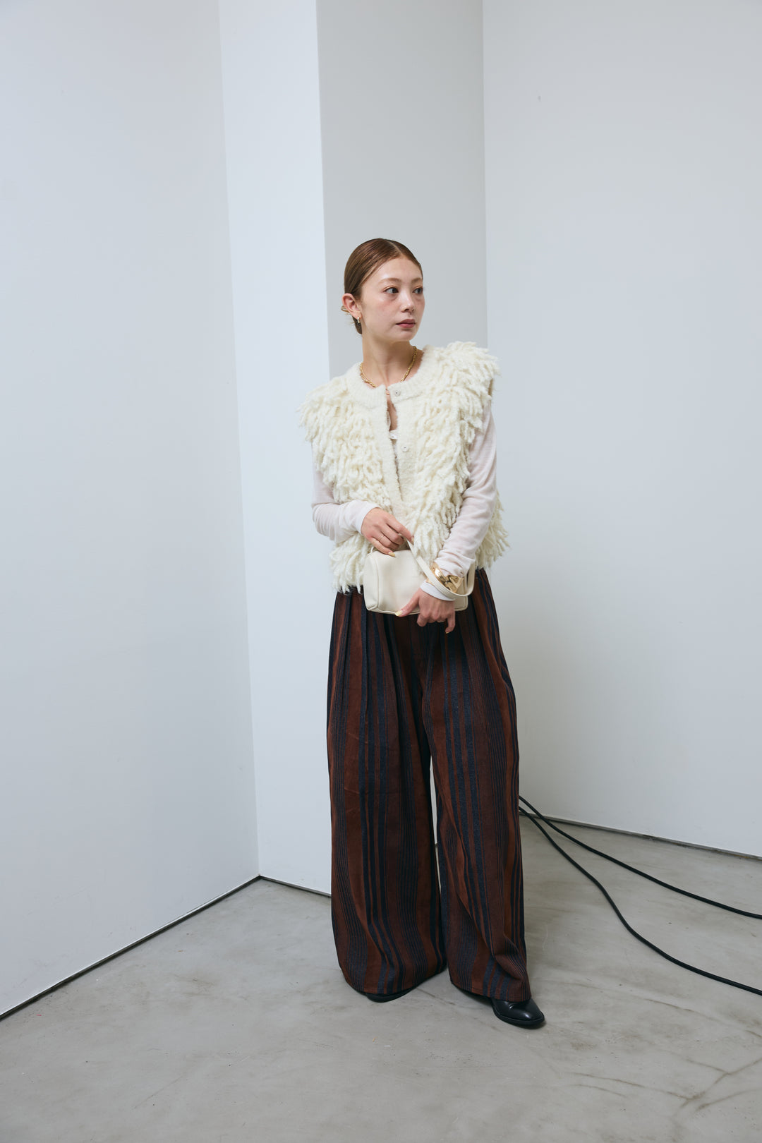 [予約/SET]フリンジニットベスト+シアーヘンリーネックロンT(2set)