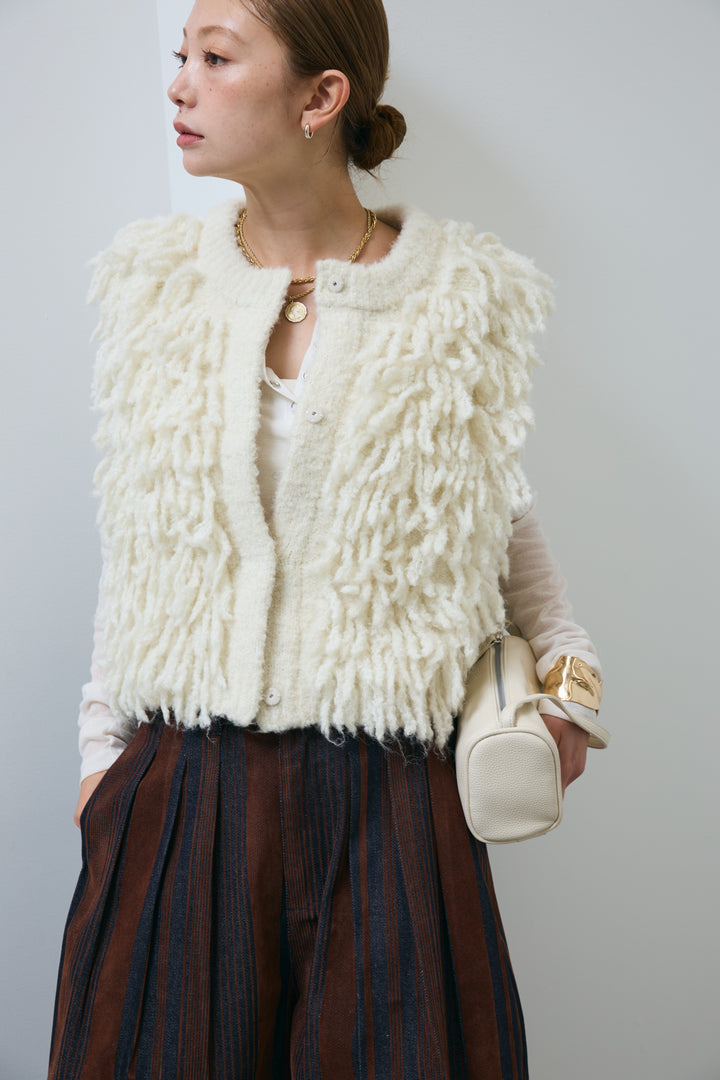 [予約/SET]フリンジニットベスト+シアーヘンリーネックロンT(2set)