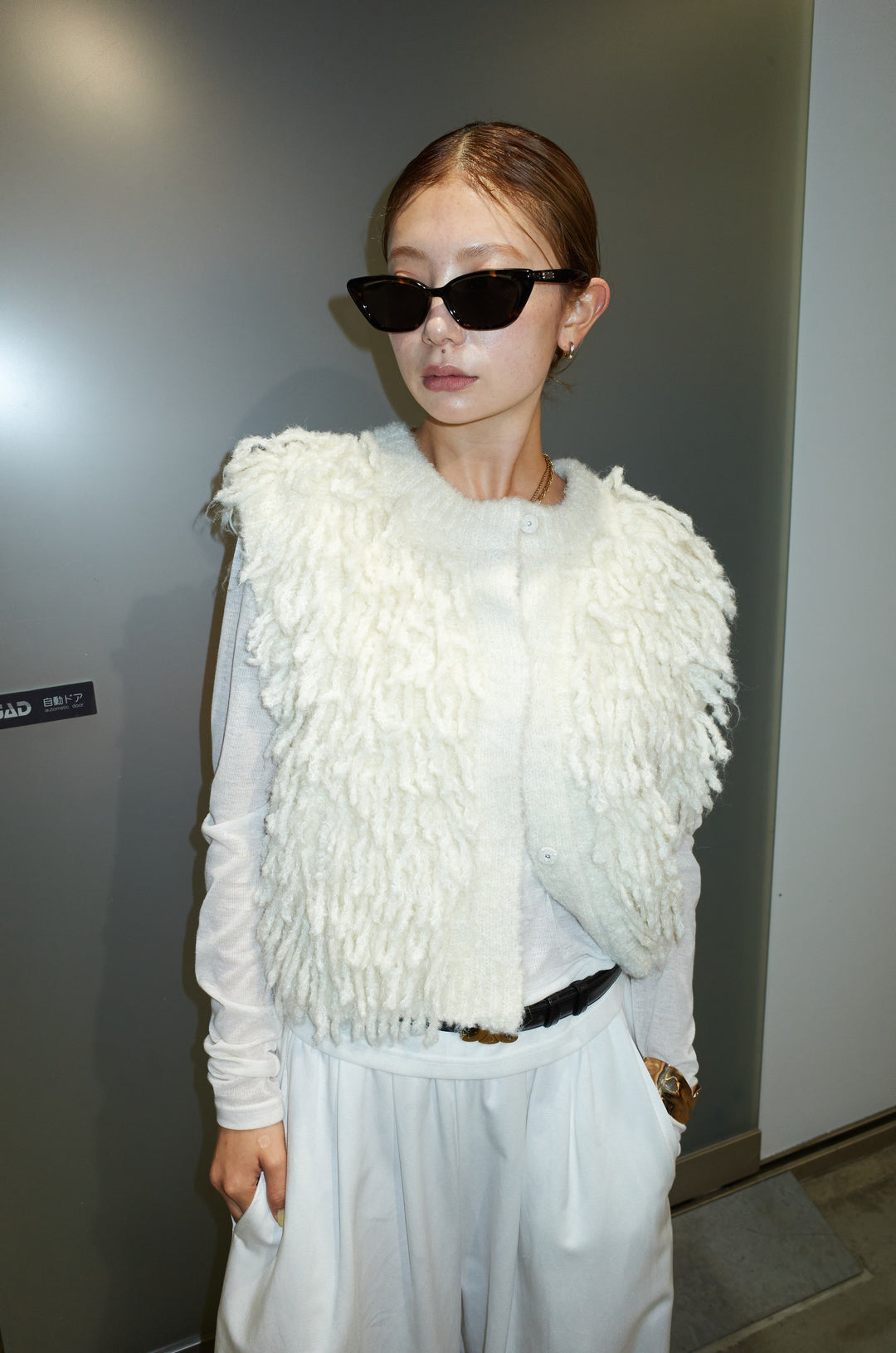 [予約/SET]フリンジニットベスト+シアーヘンリーネックロンT+バルーンパンツ(3set)