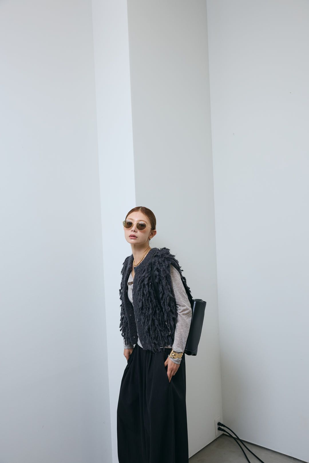 [予約/SET]フリンジニットベスト+バルーンパンツ(2set)