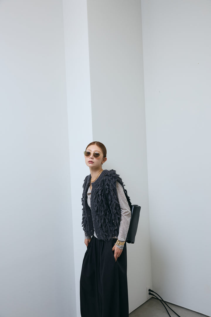 [予約/SET]フリンジニットベスト+バルーンパンツ(2set)