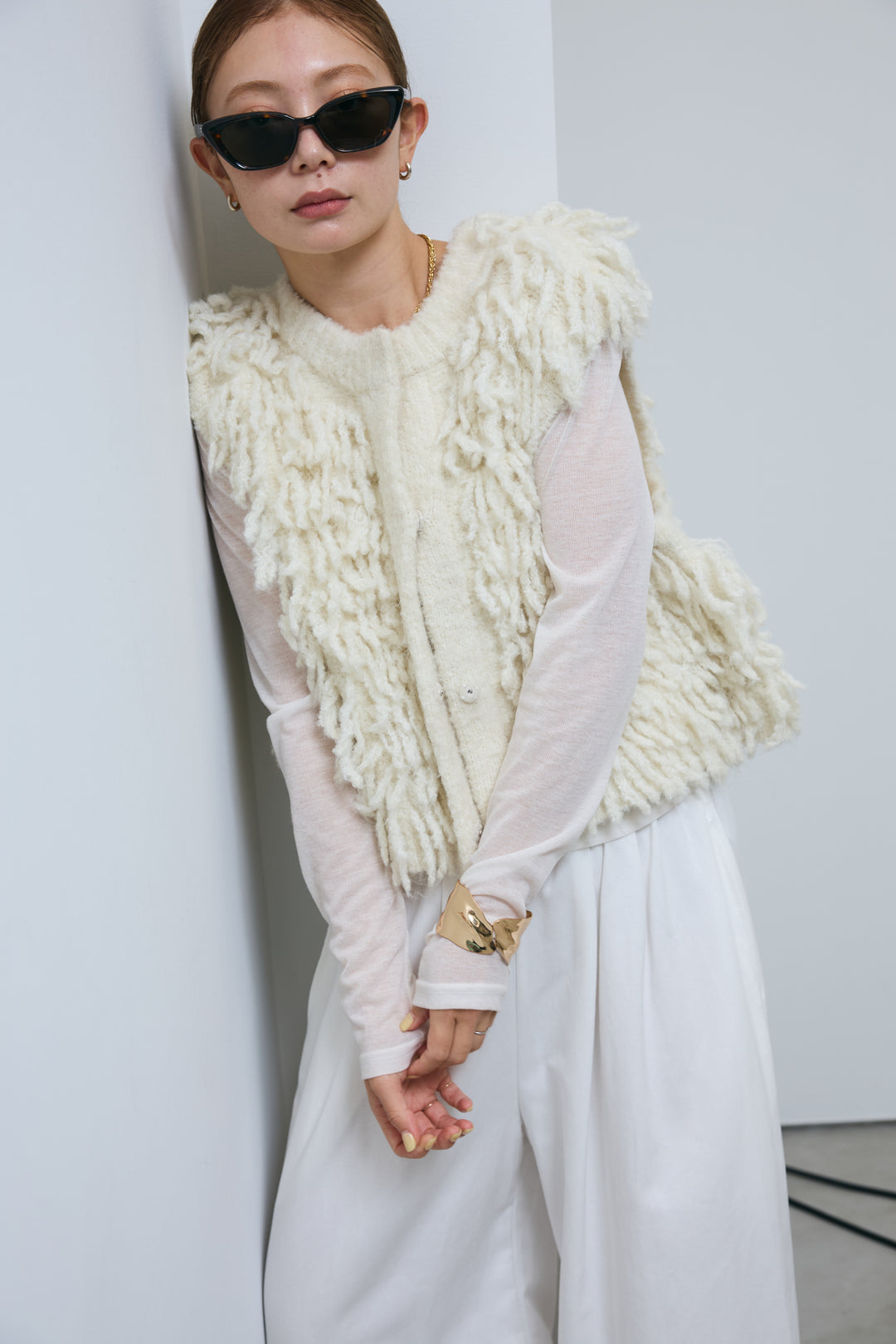 [予約/SET]フリンジニットベスト+バルーンパンツ(2set)