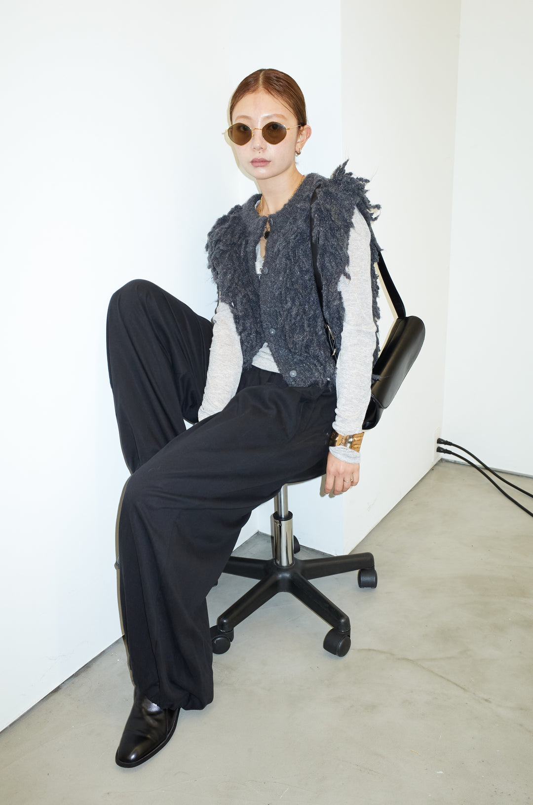 [予約/SET]フリンジニットベスト+バルーンパンツ(2set)