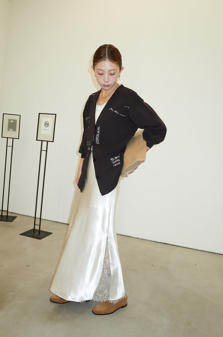 [予約/SET]グラフィティニットカーデ+裾レースサテンスカート(2set)