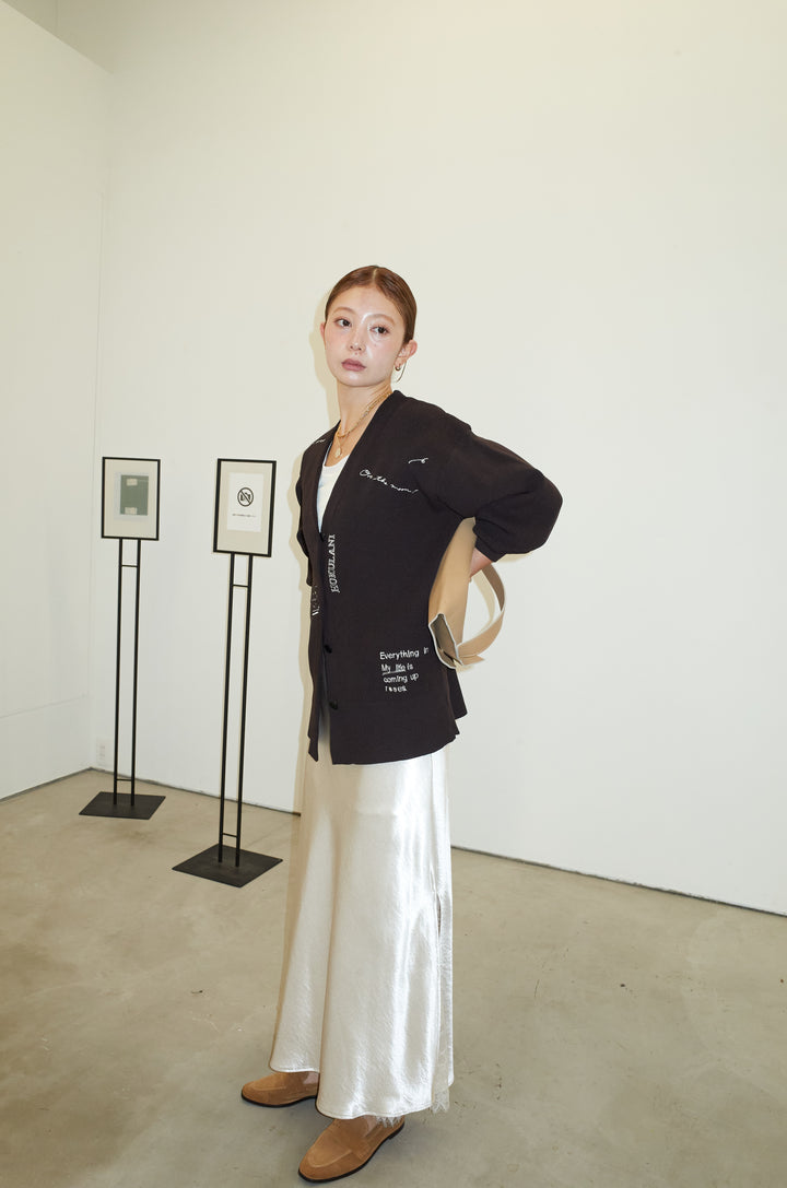 [予約/SET]グラフィティニットカーデ+裾レースサテンスカート(2set)