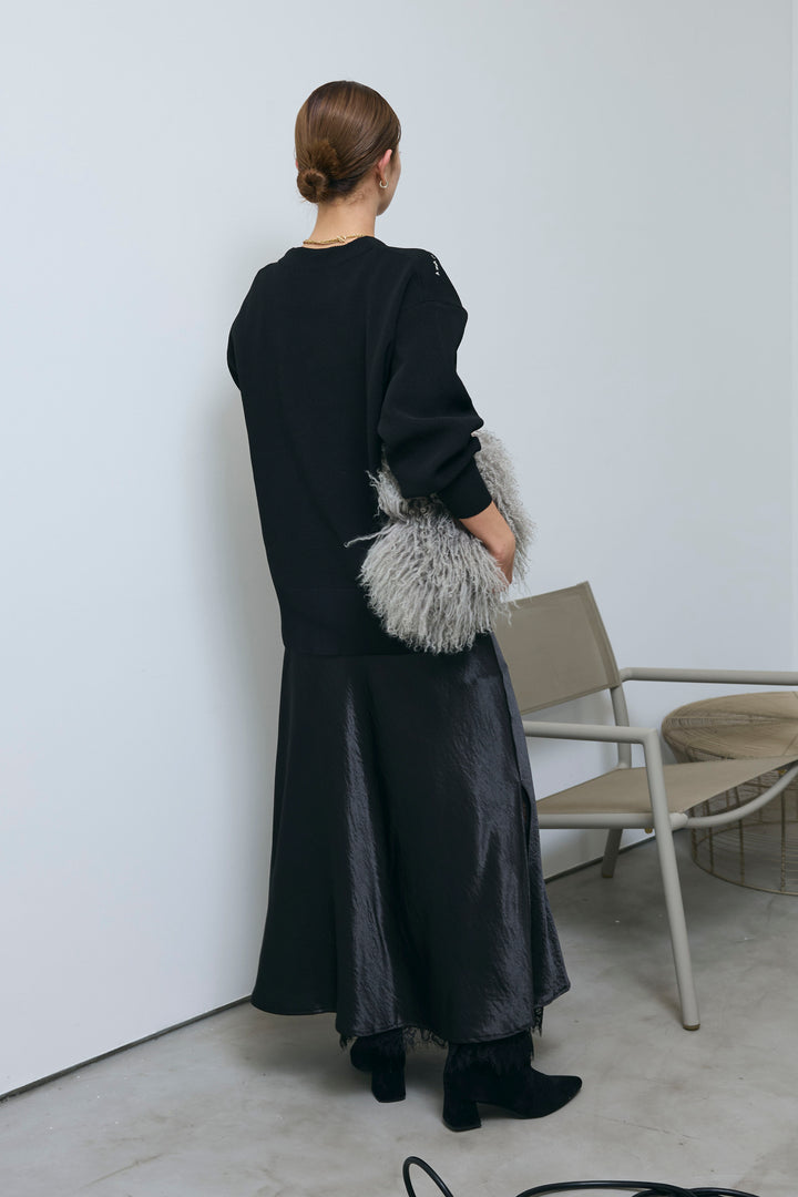 [予約/SET]グラフィティニットカーデ+裾レースサテンスカート(2set)