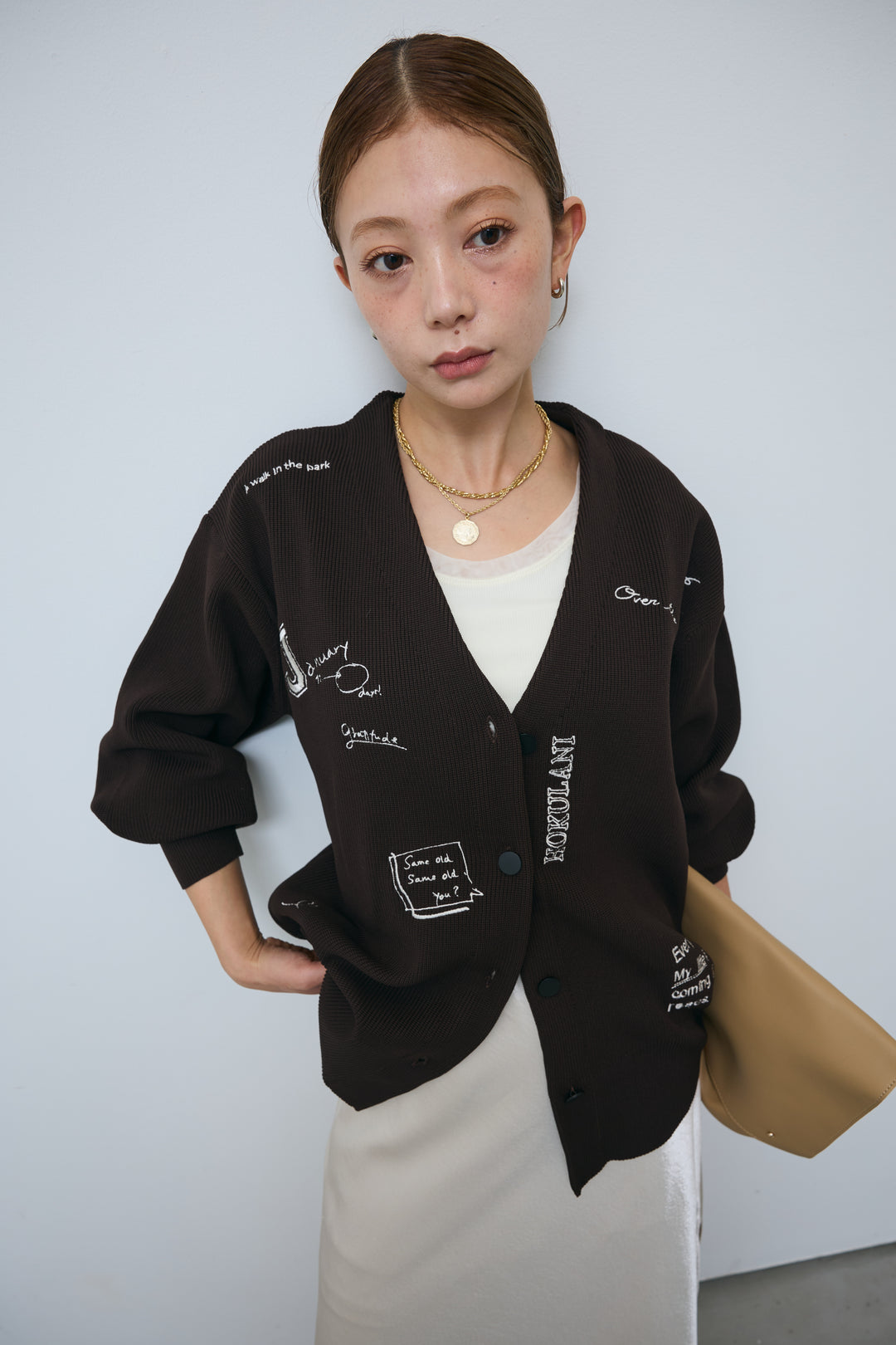 [予約/SET]グラフィティニットカーデ+裾レースサテンスカート(2set)