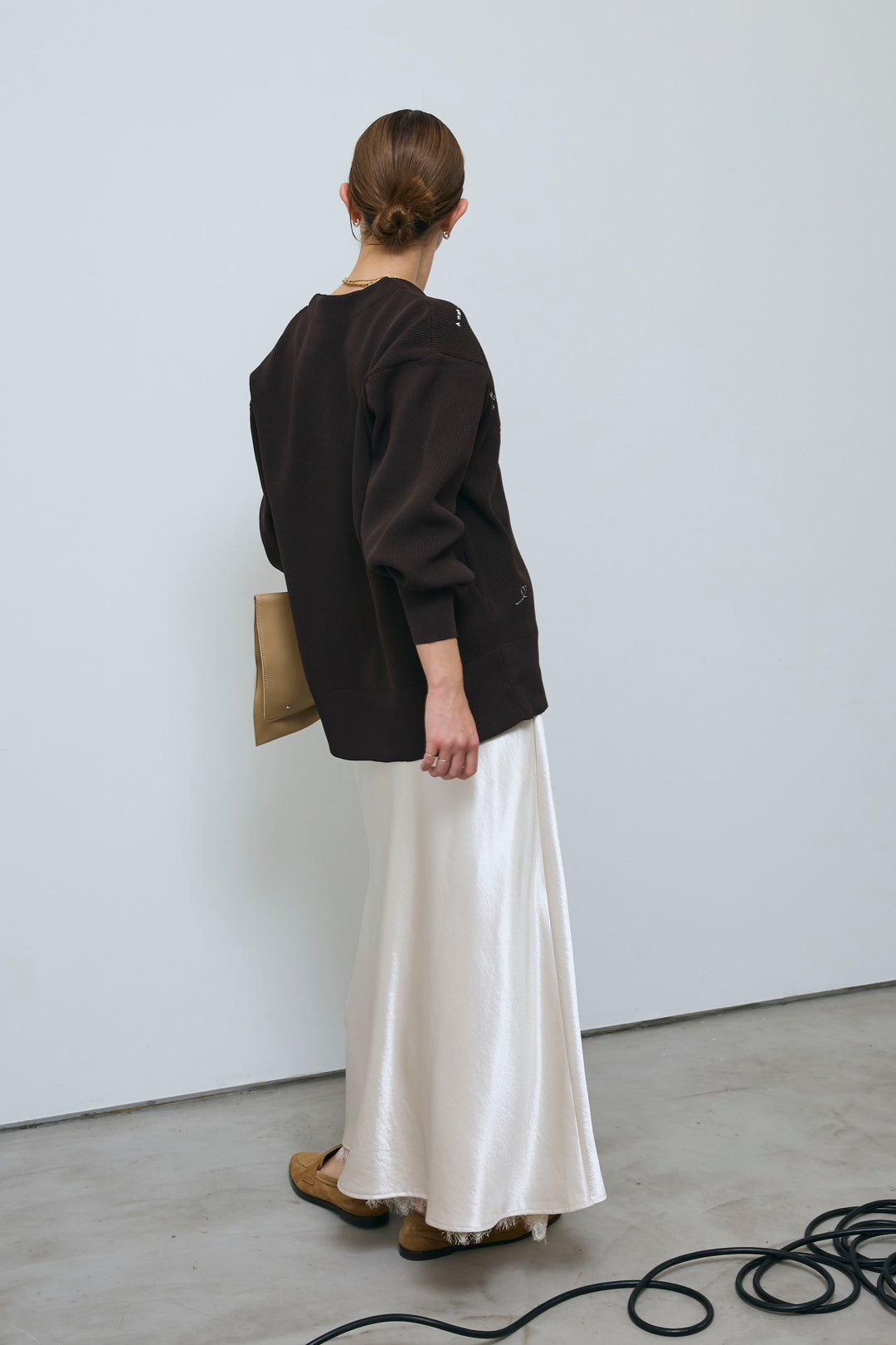 [予約/SET]グラフィティニットカーデ+裾レースサテンスカート(2set)