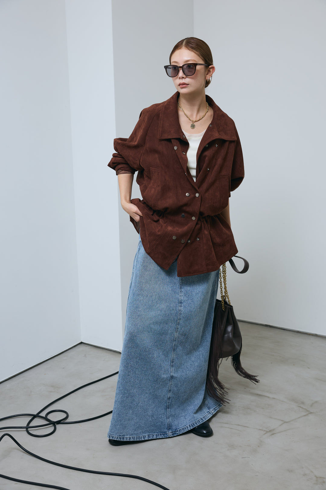 [予約/SET]エコスウェードミディブルゾン+オーセンティックデニムSK(2set)