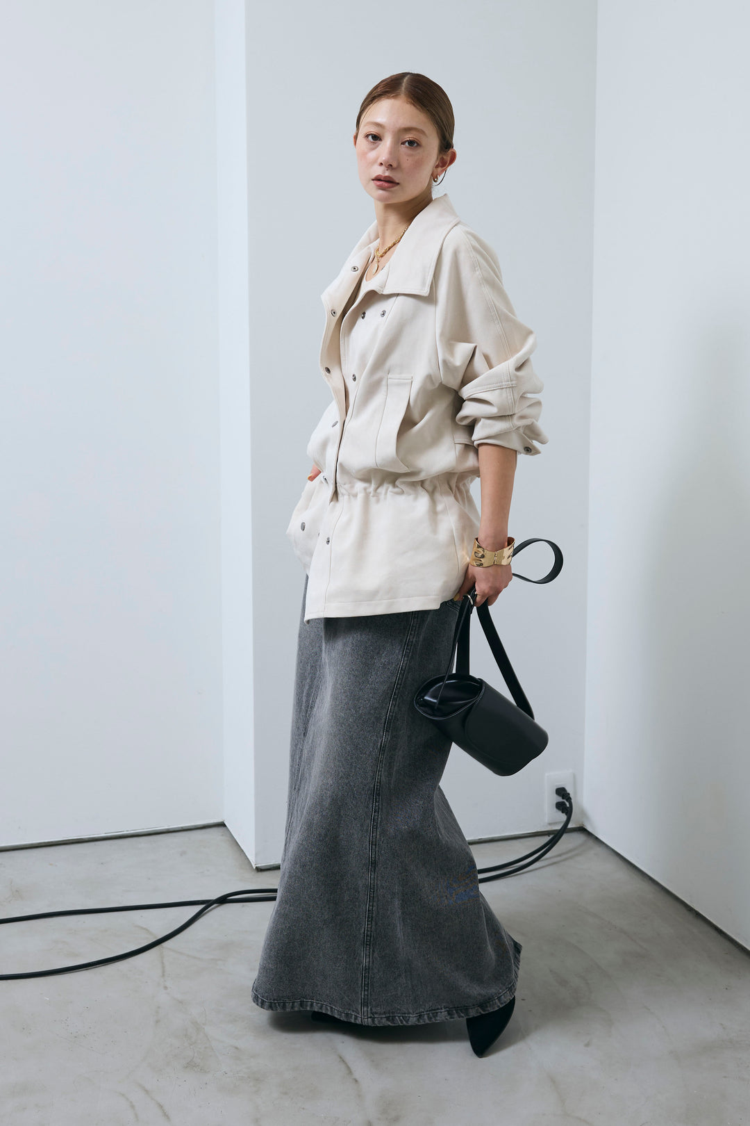 [予約/SET]エコスウェードミディブルゾン+オーセンティックデニムSK(2set)