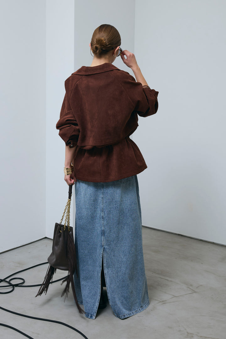 [予約/SET]エコスウェードミディブルゾン+オーセンティックデニムSK(2set)