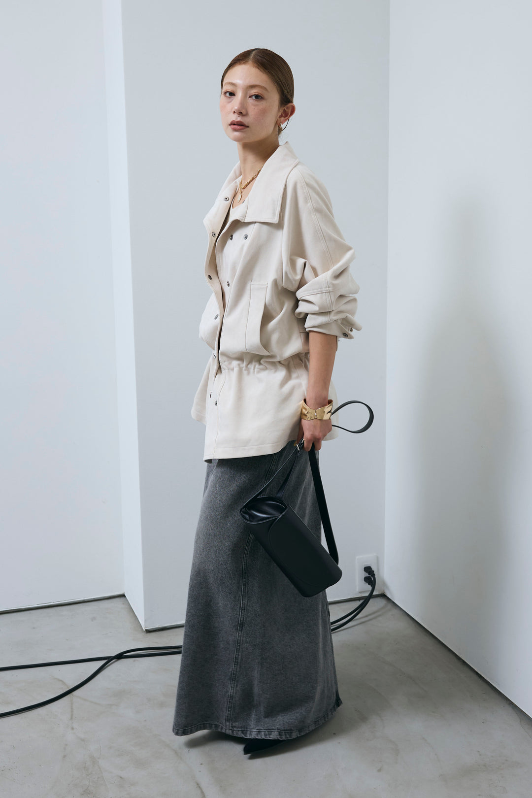 [予約/SET]エコスウェードミディブルゾン+オーセンティックデニムSK(2set)