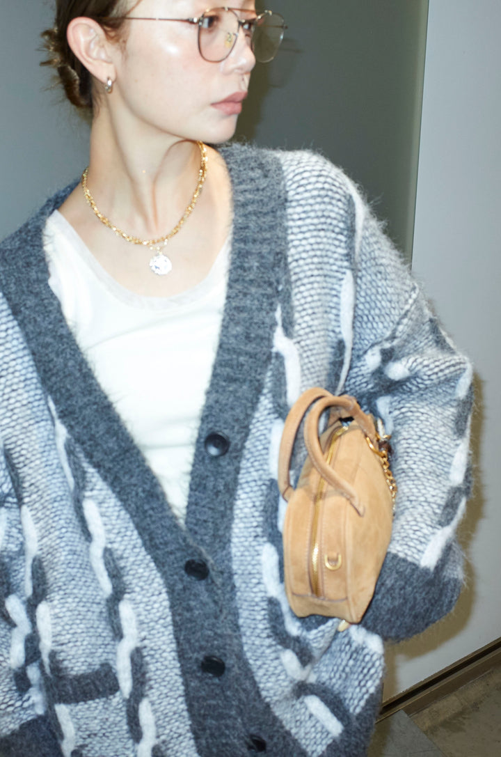 [予約/SET]ロープ柄ボリュームニットカーディガン+エフォートレススウェットパンツ(2set)