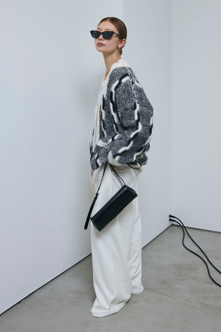 [予約/SET]ロープ柄ボリュームニットカーディガン+エフォートレススウェットパンツ(2set)